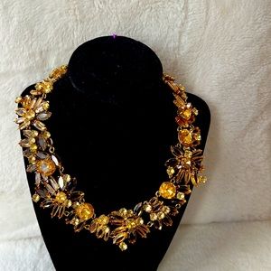 J. Crew Gold tan Rhine stones adjustable necklace